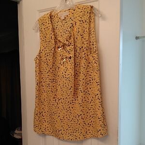 Michael Kors BOHO Peasent Grommet Sleeveless Tie Front Tank Top Blouse NWOT